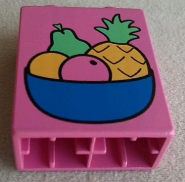 4066pb057 - Duplo, Brick 1 x 2 x 2 with Fruit Bowl Pattern