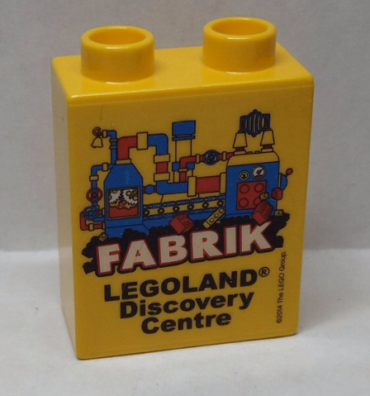 4066pb703 - Duplo, Brick 1 x 2 x 2 with Legoland Discovery Centre FABRIK 2014 Pattern