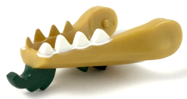 40934pb01 - Dragon Head (Ninjago) Jaw Lower with White Teeth and Dark Green Beard and Spines Pattern