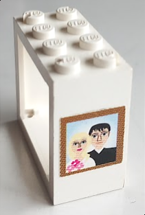 4132pb03 - Window 2 x 4 x 3 - Solid Studs with Wedding Picture of Bride and Groom Pattern (Sticker) - Set 7586