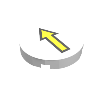 4150p04 - Tile, Round 2 x 2 with Yellow Arrow with Black Border Pattern