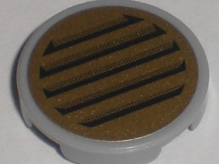 4150pb044 - Tile, Round 2 x 2 with Black Vent on Gold Background Pattern (Sticker) - Set 5984