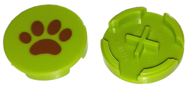 4150pb084 - Tile, Round 2 x 2 with Reddish Brown Paw Print Pattern