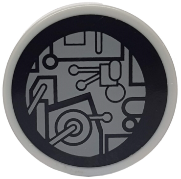 4150pb118 - Tile, Round 2 x 2 with SW Millennium Falcon Circuitry Pattern (Sticker) - Sets 7778 / 7965