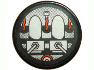 4150pb153 - Tile, Round 2 x 2 with Gray and Orange Machinery Pattern (Sticker) - Set 8970