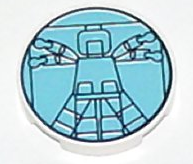 4150px5 - Tile, Round 2 x 2 with Light Blue Vitruvian Minifigure Pattern