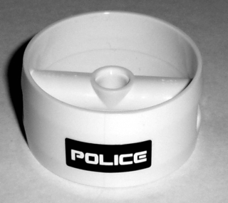 41531pb003 - Cylinder 4 x 4 x 1 2/3 with Pin Holes and Center Bar with White 'POLICE' on Black Background Pattern (Sticker) - Set 5971