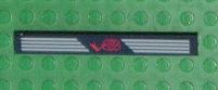 4162pb005R - Tile 1 x 8 with Red 'V8' and Light Gray Stripes Pattern Model Right Side (Sticker) - Set 8449