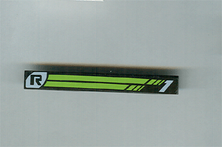 4162pb016 - Tile 1 x 8 with 'R' and Lime Stripes and '1' Pattern (Sticker) - Set 8647
