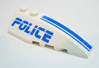 41747pb017 - Wedge 6 x 2 Right with Blue 'POLICE' and Stripes Pattern