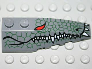 41747pb019 - Wedge 6 x 2 Right with Reptile Skin, Red Eye, White Teeth Pattern