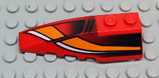 41748pb013 - Wedge 6 x 2 Left with White/Orange Curves and Black Fade Pattern
