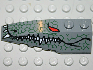 41748pb019 - Wedge 6 x 2 Left with Reptile Skin, Red Eye, White Teeth Pattern