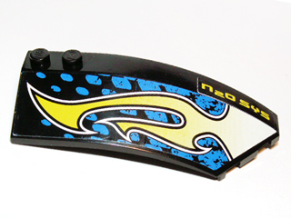 41749pb010 - Wedge 8 x 3 x 2 Open Right with 'N2O SYS' and Lime Flames Pattern (Stickers) - Set 8139