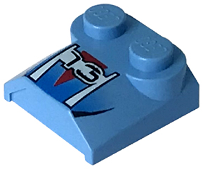 41855pb02 - Slope, Curved 2 x 2 x 2/3 with 2 Studs and Curved Sides, Lip End with Stylized Number 13 on Red Triangle Pattern