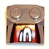 41855pb10 - Slope, Curved 2 x 2 x 2/3 with 2 Studs and Curved Sides, Lip End with Silver/Black/Red Number 3 Right Half Pattern