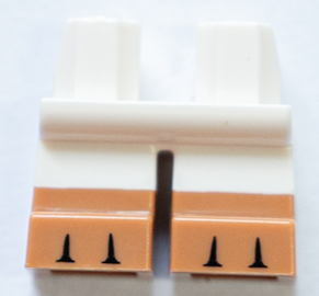 41879pb022 - Legs Short with Molded Medium Nougat Lower Legs / Boots and Printed Black Gaps Between 6 Toes Pattern