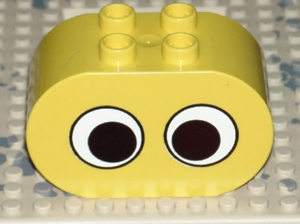 4198pb10 - Duplo, Brick 2 x 4 x 2 Rounded Ends with 2 Eyes Pattern