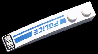 42022pb09R - Slope, Curved 6 x 1 with Police Blue Line and Headlight Pattern Model Right Side