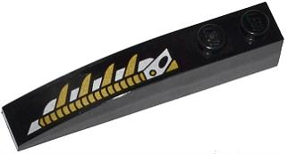 42022pb27L - Slope, Curved 6 x 1 with Gold and Silver Mechanical Pattern Model Left Side (Sticker) - Set 76007