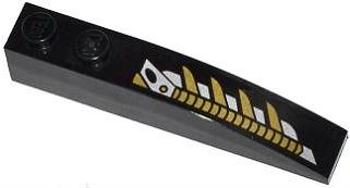 42022pb27R - Slope, Curved 6 x 1 with Gold and Silver Mechanical Pattern Model Right Side (Sticker) - Set 76007