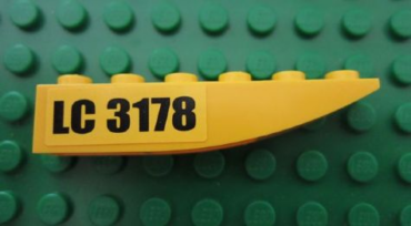 42023pb001L - Slope, Curved 6 x 1 Inverted with 'LC 3178' Pattern Model Left (Sticker) - Set 3178