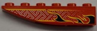 42023pb002R - Slope, Curved 6 x 1 Inverted with Black Flames and Geometric Pattern Model Right (Sticker) - Set 8227