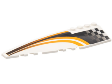 42061pb03 - Wedge 12 x 3 Left with Black/Orange Checkered/Striped Race Pattern