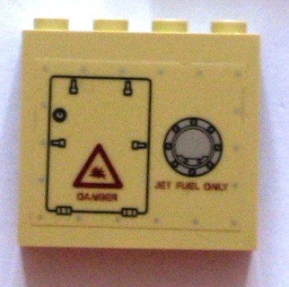 4215bpb04R - Panel 1 x 4 x 3 - Hollow Studs with 'JET FUEL ONLY' and 'DANGER' Pattern, Right Side (Sticker) - Sets 7298 / 7477