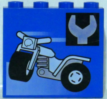 4215bpx26 - Panel 1 x 4 x 3 - Hollow Studs with Motorcycle and Wrench Pattern