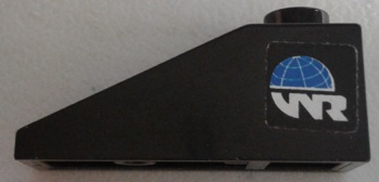 4286pb030L - Slope 33 3 x 1 with Globe and White 'WR' World Racers Logo Pattern Model Left Side (Sticker) - Set 8863