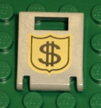 4346pb03 - Container, Box 2 x 2 x 2 Door with Slot with Money on Badge Pattern