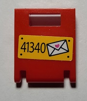 4346pb46 - Container, Box 2 x 2 x 2 Door with Slot with '41340' and Envelope with Heart Pattern (Sticker) - Set 41340