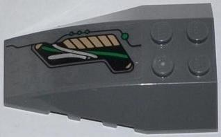 43712pb039L - Wedge 6 x 4 Triple Curved with Green and Silver Cables Pattern Model Left Side (Sticker) - Set 76009