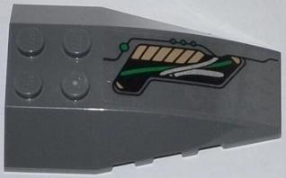 43712pb039R - Wedge 6 x 4 Triple Curved with Green and Silver Cables Pattern Model Right Side (Sticker) - Set 76009
