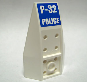 43713pb01 - Wedge 6 x 4 Triple Inverted Curved with White 'P-32' and 'POLICE' on Blue Background Pattern (Sticker) - Set 7741
