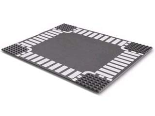 44343px3 - Baseplate, Road 32 x 32 6-Stud Crossroad with White Dashed Lines and Crosswalks Pattern