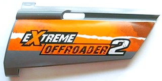 44350pb016 - Technic, Panel Fairing #20 Large Long, Small Hole, Side A with 'EXTREME OFFROADER 2' Pattern (Sticker) - Set 8297