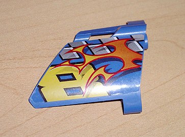 44352pb03 - Technic, Panel Fairing #22 Large Short, Small Hole, Side A with Yellow Number 8, Flames, and Checkered Pattern (Sticker) - Set 8646