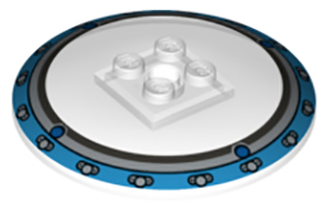44375bpb03 - Dish 6 x 6 Inverted (Radar) - Solid Studs with Medium Azure and Silver Border Pattern (Jurassic World Gyrosphere Side)