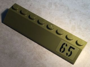 4445pb03L - Slope 45 2 x 8 with Black '65' on Olive Green Background Pattern Model Left Side (Sticker) - Set 76017