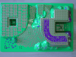 44510pb01 - Baseplate, Raised 32 x 48 x 6 with Front and Back Steps with Gold and Magenta Palace Pattern