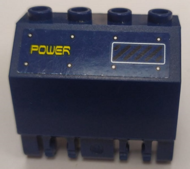 44572pb008L - Panel 2 x 4 x 3 1/3 with Double Locking 2 Fingers Hinge with 'POWER' and Panel Pattern Model Left Side (Sticker) - Set 8636