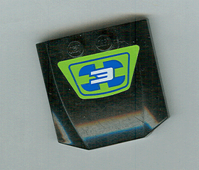 45677pb013 - Wedge 4 x 4 x 2/3 Triple Curved with Number 3 on Blue and Lime Pattern (Sticker) - Set 8663