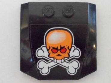 45677pb044 - Wedge 4 x 4 x 2/3 Triple Curved with Orange Skull and White Crossbones Pattern (Sticker) - Set 8164
