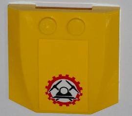 45677pb059 - Wedge 4 x 4 x 2/3 Triple Curved with Miners Logo (Helmet with Crossed Pickaxes in Gear) Pattern (Sticker) - Sets 4200 / 4201