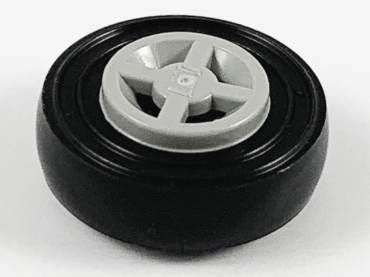 4624c01 - Wheel 8mm D. x 6mm with Black Tire 14mm D. x 4mm Smooth Small Single (4624 / 3139)