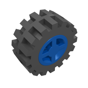 4624c02 - Wheel 8mm D. x 6mm with Black Tire 15mm D. x 6mm Offset Tread Small (4624 / 3641)