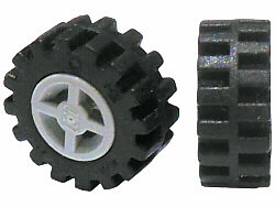 4624c06 - Wheel 8mm D. x 6mm with Black Tire 15mm D. x 6mm Offset Tread Small - Band Around Center of Tread (4624 / 87414)