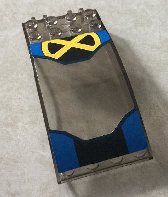 46413pb011 - Windscreen 8 x 4 x 2 Curved with Locking Dual 2 Fingers with Yellow Letter X on Black and Blue Background Pattern (Stickers) - Set 76022